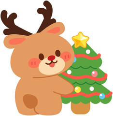 Cute Christmas Reindeer Christmas Tree