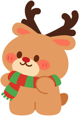 Cute Christmas reindeer - jumping happy elk
