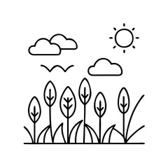 meadow icon, meadow line art - simple line art of meadow, perfect for meadow logos and icons © Sayem
