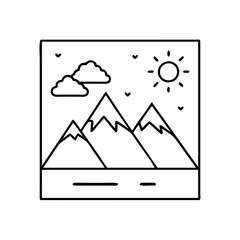 mountain view icon, mountain view line art - simple line art of mountain view, perfect for mountain view logos and icons