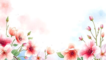 Fototapeta premium Whimsical Watercolor Botanical Scene