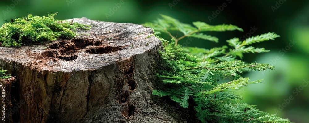 Poster tree stump reflecting deforestation and climate change crisis concept. a close-up of a weathered tre