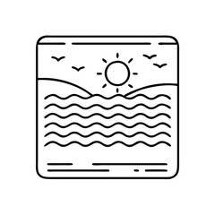 ocean view icon, ocean view line art - simple line art of ocean view, perfect for ocean view logos and icons