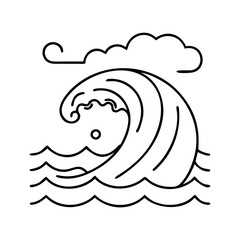 Naklejka premium ocean wave icon, ocean wave line art - simple line art of ocean wave, perfect for ocean wave logos and icons