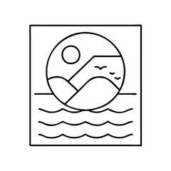 ocean view icon, ocean view line art - simple line art of ocean view, perfect for ocean view logos and icons