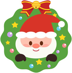 Cute Christmas Santa - Holly Wreath 