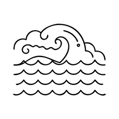 ocean wave icon, ocean wave line art - simple line art of ocean wave, perfect for ocean wave logos and icons