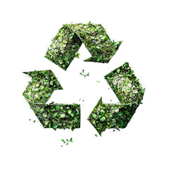 Green Leaf Recycling Symbol on Transparent Background, PNG