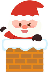 Cute Christmas Santa - Chimney 