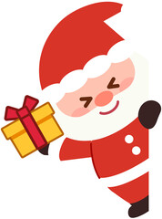 Cute Christmas Santa - Peeking Border