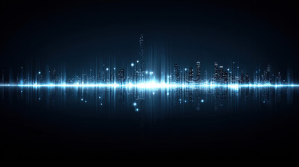 Abstract Night City Skyline with Light Trails