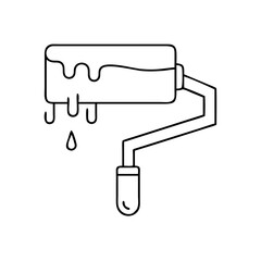 paint roller icon, paint roller line art - simple line art of paint roller, perfect for paint roller logos and icons