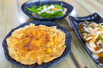 Traditional taiwanese preserved radish egg omelette dish