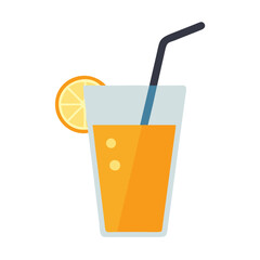  Fresh Orange Juice with Straw in a Glass