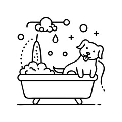 pet bathing icon, pet bathing line art - simple line art of pet bathing, perfect for pet bathing logos and icons