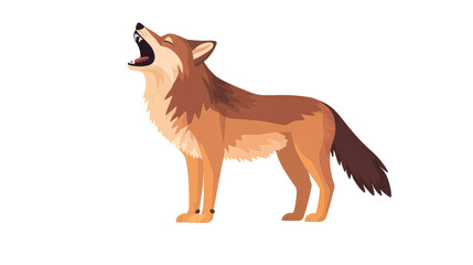 Fototapeta premium Canine howls at moon on black, cut out transparent