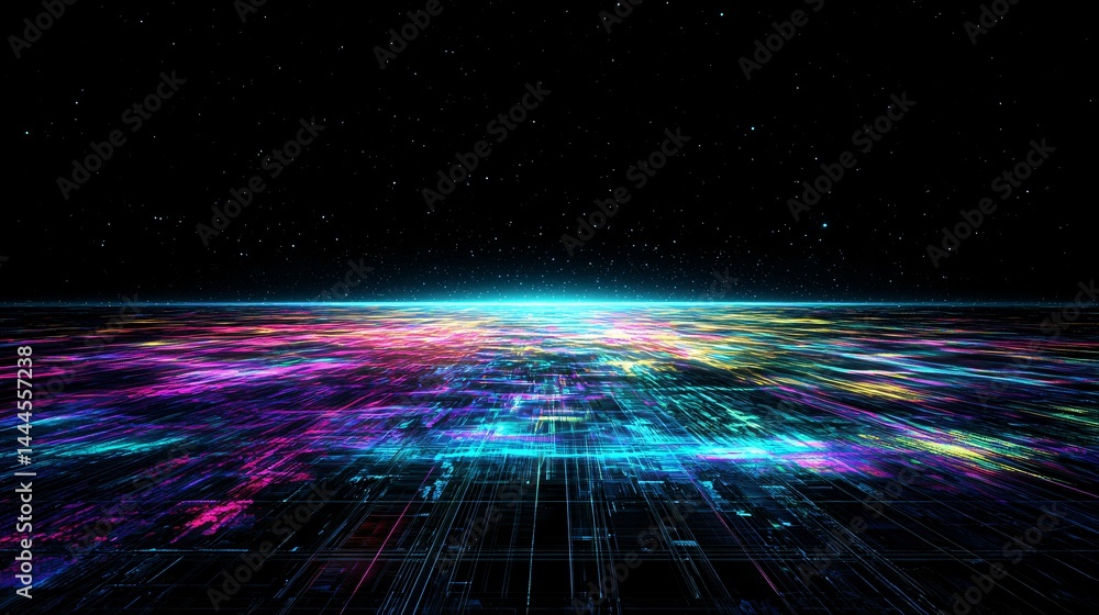 Poster a striking black background showcasing an intricate and colorful pattern creating a dramatic visual 