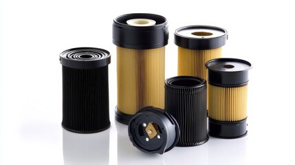 Various Engine Filters on White Background
