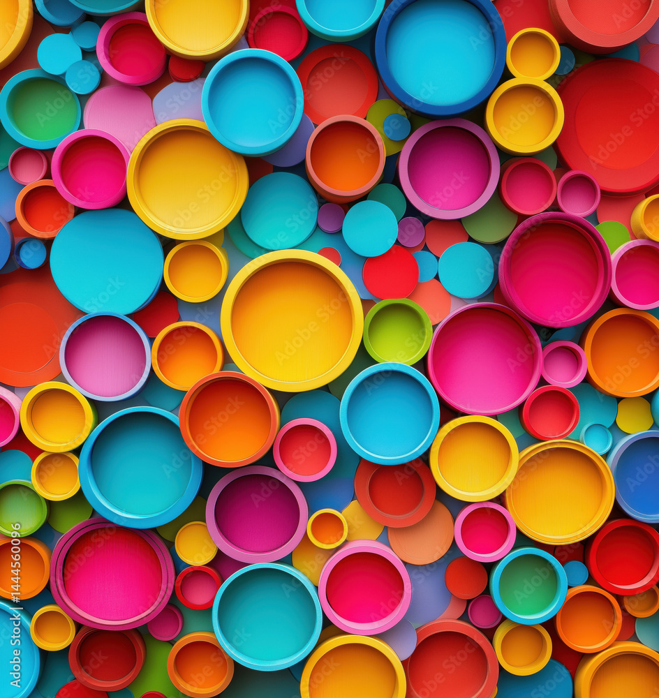 Poster colorful abstract circles pattern with vibrant hues and playful design elements.
