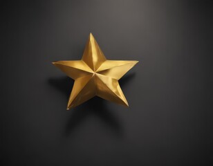 Bold gold star shape, metallic paper, dramatic shadow,  metal,  texture,  black