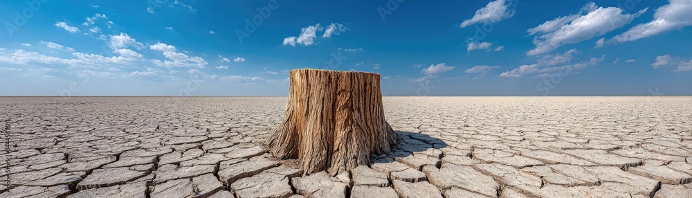 Aufkleber tree stump representing environmental damage and forest decline concept. a desolate landscape featur