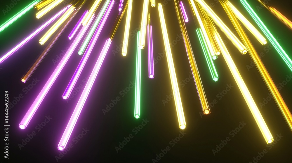 Poster mesmerizing collection of lights in a neon glow creating an enchanting atmosphere with a tilt-shift 