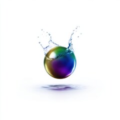 Sphere with water splash effect on white background