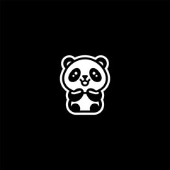 Cartoon panda logo in playful line art design.