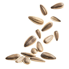 Obraz premium Falling Sunflower Seeds High Resolution Food Photo isolated on transparent background