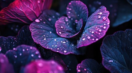 Vibrant, close-up view of colorful, wet leaves.