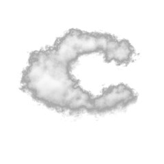 Fototapeta premium Cumulus Cloud Letter C Overlay - Dreamy Text Effect for Ethereal Designs. Perfect for Whimsical, Creative and Fantasy Projects. Compatible with Most Editing Software. 