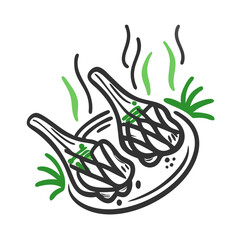 Obraz premium Delicious Grilled Lamb Chops with Rosemary