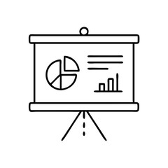 presentation screen icon, presentation screen line art - simple line art of presentation screen, perfect for presentation screen logos and icons