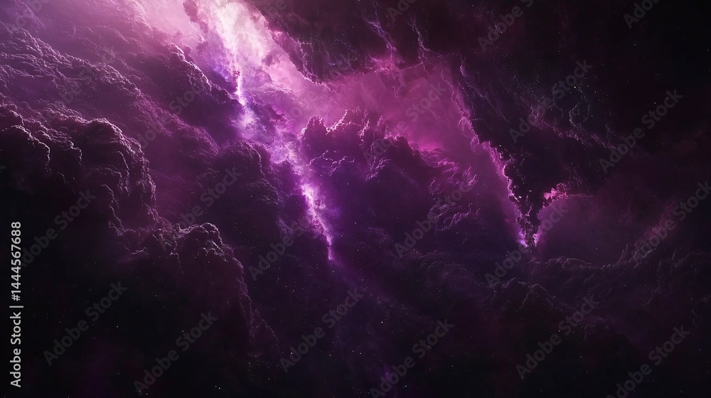 Poster mesmerizing purple nebula with multiple layers capturing cosmic beauty and depth in expansive space