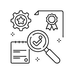 quality control icon, quality control line art - simple line art of quality control, perfect for quality control logos and icons