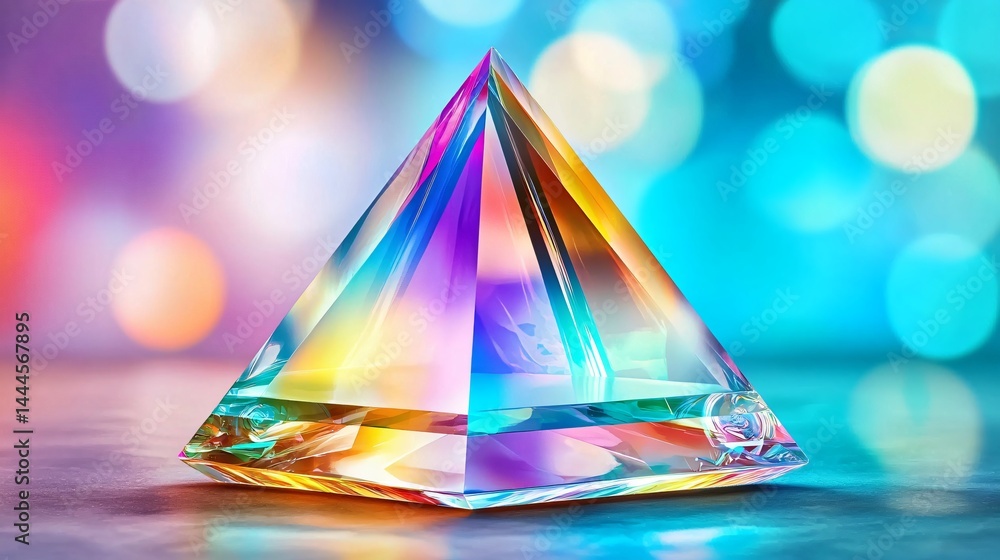 Aufkleber stunning crystal pyramid in retro-futuristic style with harsh lighting creating a striking visual im