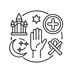religious freedom icon, religious freedom line art - simple line art of religious freedom, perfect for religious freedom logos and icons