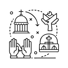 religious freedom icon, religious freedom line art - simple line art of religious freedom, perfect for religious freedom logos and icons