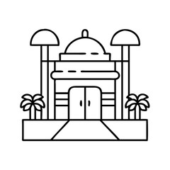 resort entrance icon, resort entrance line art - simple line art of resort entrance, perfect for resort entrance logos and icons
