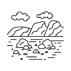 rocks by shoreline icon, rocks by shoreline line art - simple line art of rocks by shoreline, perfect for rocks by shoreline logos and icons