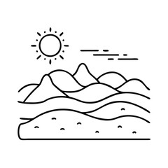 sand dunes icon, sand dunes line art - simple line art of sand dunes, perfect for sand dunes logos and icons