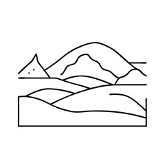 sand dunes icon, sand dunes line art - simple line art of sand dunes, perfect for sand dunes logos and icons