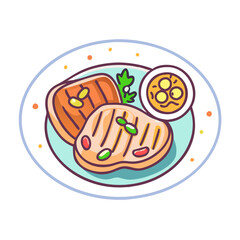  Illustration of Grilled Chops with Garlic