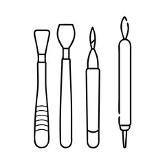sculpting tools icon, sculpting tools line art - simple line art of sculpting tools, perfect for sculpting tools logos and icons
