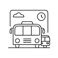 shuttle bus icon, shuttle bus line art - simple line art of shuttle bus, perfect for shuttle bus logos and icons