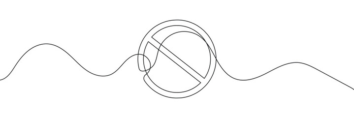 Obraz premium Linear prohibition continuous sign vector. Black stop sign drawn line. The no sign is a continuous line. Vector linear design ban