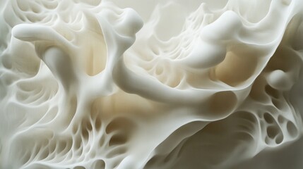 Abstract sculpted forms in a network pattern.