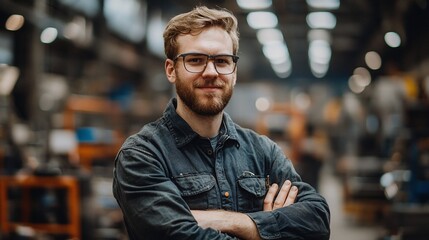 Confident factory worker in a workshop