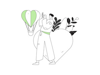 Happy Valentine's Day flat character vector concept business hand drawn illustration
