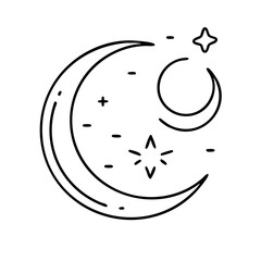 starry night icon, starry night line art - simple line art of starry night, perfect for starry night logos and icons